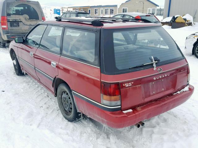 4S4BJ63C3M7905050 - 1991 SUBARU LEGACY L MAROON photo 3