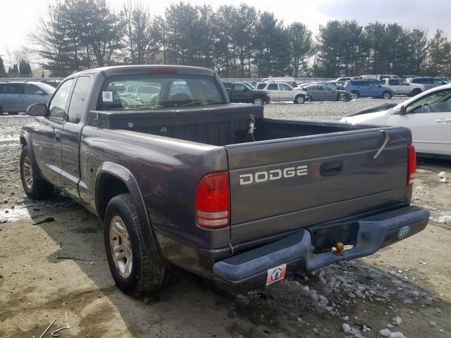 1B7GL12X12S719660 - 2002 DODGE DAKOTA BAS GRAY photo 3