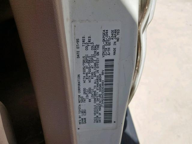 JT3VN29V0S0063883 - 1995 TOYOTA 4RUNNER VN WHITE photo 10