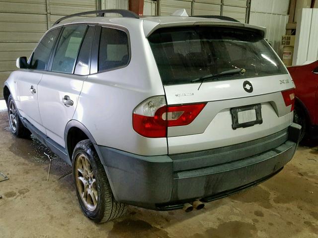 WBXPA734X4WB23266 - 2004 BMW X3 2.5I SILVER photo 3