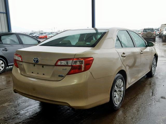 4T1BD1FKXCU031535 - 2012 TOYOTA CAMRY HYBR GOLD photo 4