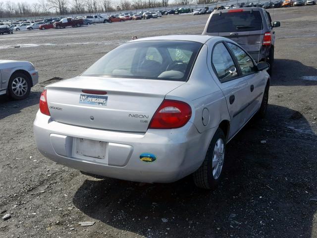 1B3ES26CX3D170846 - 2003 DODGE NEON SE SILVER photo 4