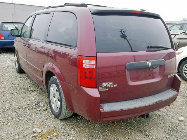 2D8HN44EX9R634566 - 2009 DODGE CARAVAN BURGUNDY photo 3