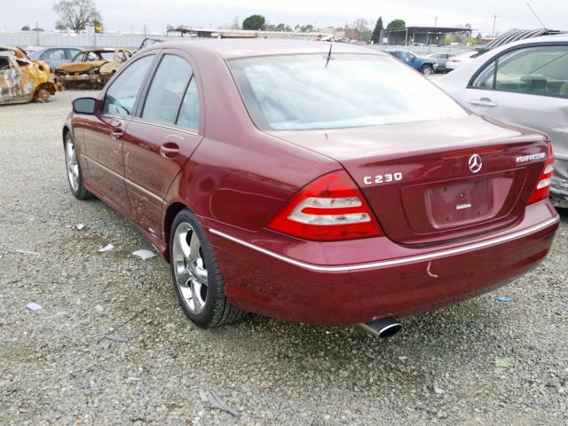 WDBRF40J45F604580 - 2005 MERCEDES-BENZ C 230K SPO BURGUNDY photo 3