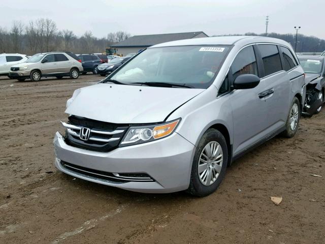 5FNRL5H22EB110090 - 2014 HONDA ODYSSEY LX SILVER photo 2