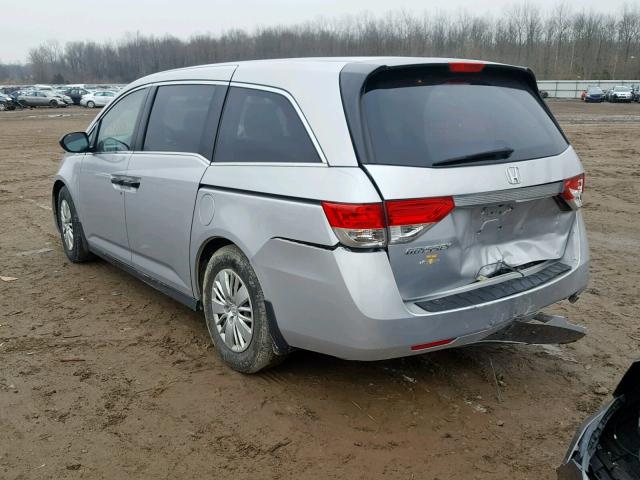 5FNRL5H22EB110090 - 2014 HONDA ODYSSEY LX SILVER photo 3