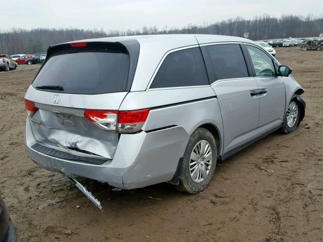 5FNRL5H22EB110090 - 2014 HONDA ODYSSEY LX SILVER photo 4