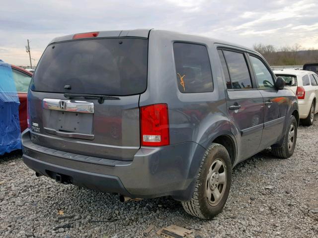 5FNYF3H2XAB019313 - 2010 HONDA PILOT LX GRAY photo 4