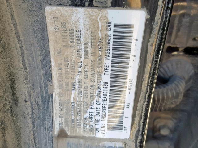 1HGCR6F31EA001698 - 2014 HONDA ACCORD HYB BLACK photo 10