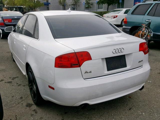 WAUAF78E88A030216 - 2008 AUDI A4 2.0T WHITE photo 3