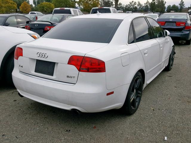WAUAF78E88A030216 - 2008 AUDI A4 2.0T WHITE photo 4