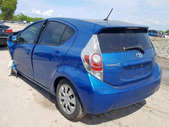 JTDKDTB37D1542735 - 2013 TOYOTA PRIUS C BLUE photo 3