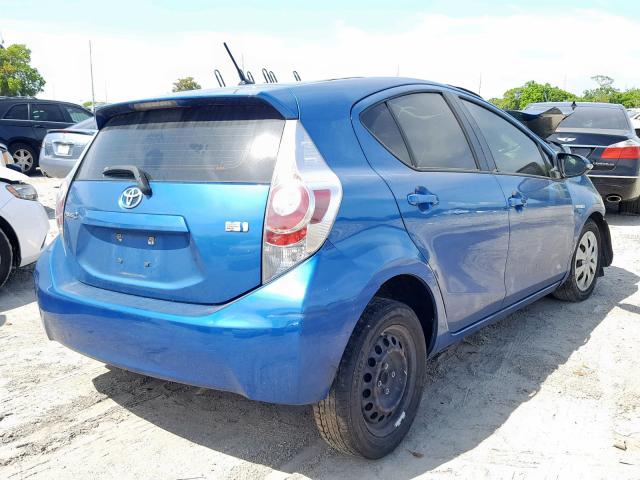 JTDKDTB37D1542735 - 2013 TOYOTA PRIUS C BLUE photo 4