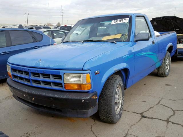 1B7FL26X0TW700801 - 1996 DODGE DAKOTA BLUE photo 2