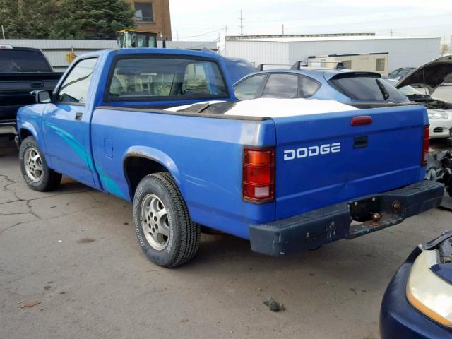 1B7FL26X0TW700801 - 1996 DODGE DAKOTA BLUE photo 3