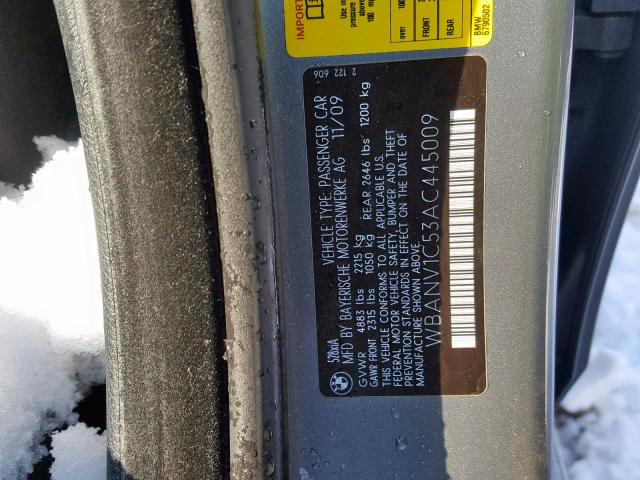 WBANV1C53AC445009 - 2010 BMW 528 XI GRAY photo 10