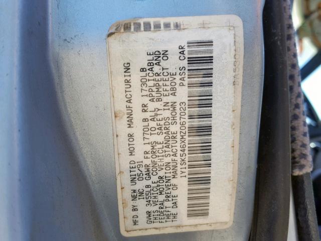 1Y1SK546XMZ067023 - 1991 GEO PRIZM BASE BLUE photo 10