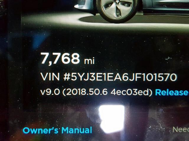 5YJ3E1EA6JF101570 - 2018 TESLA MODEL 3 CHARCOAL photo 8