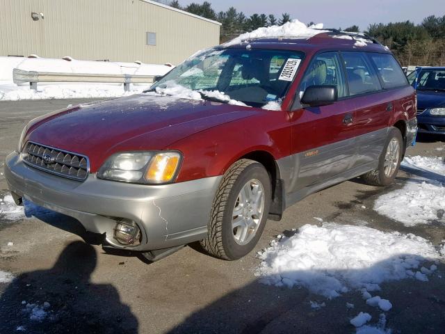 4S3BH675137625718 - 2003 SUBARU LEGACY OUT RED photo 2