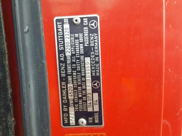 11407312103060 - 1974 MERCEDES-BENZ 280SEL RED photo 10