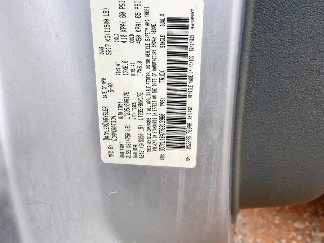 3D7ML48A77G813960 - 2007 DODGE RAM 3500 S SILVER photo 10