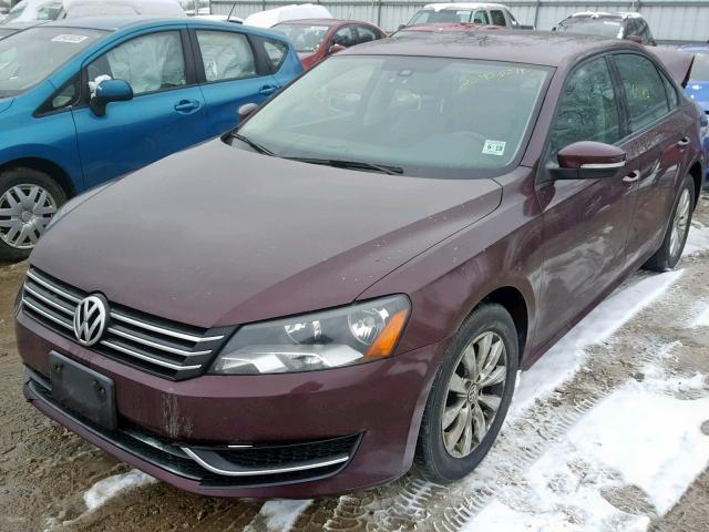 1VWAH7A32EC012085 - 2014 VOLKSWAGEN PASSAT S BURGUNDY photo 2