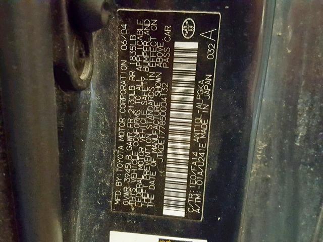 JTKDE177850004132 - 2005 TOYOTA SCION TC შავი ფოტო 10