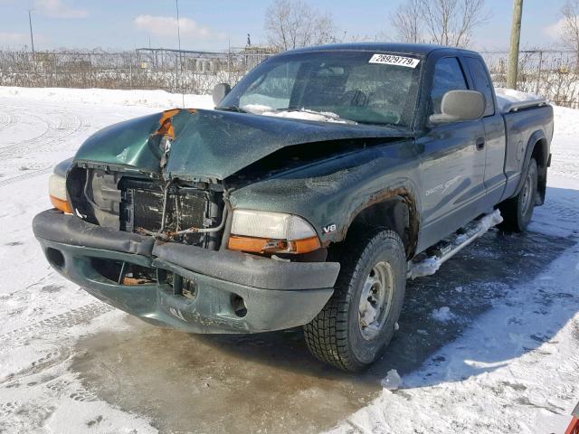 1B7GG22N5YS795478 - 2000 DODGE DAKOTA GREEN photo 2