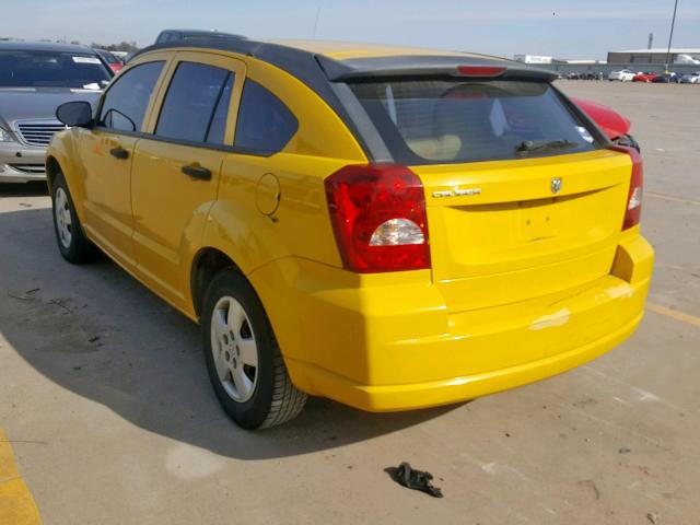 1B3HB28B17D590793 - 2007 DODGE CALIBER YELLOW photo 3