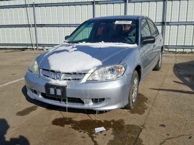 1HGES16345L004521 - 2005 HONDA CIVIC DX V SILVER photo 2