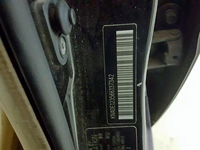 KNADE123566137342 - 2006 KIA RIO BLACK photo 10