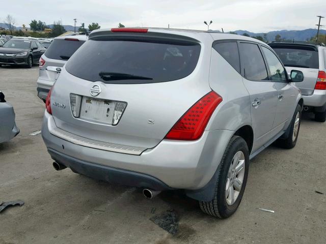 JN8AZ08T26W409183 - 2006 NISSAN MURANO SILVER photo 4