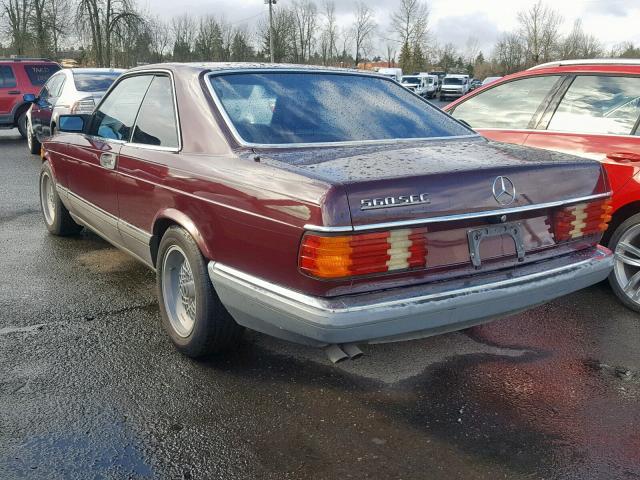 WDBCA45D3GA231023 - 1986 MERCEDES-BENZ 560 SEC MAROON photo 3