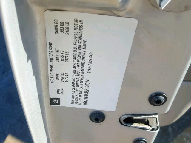 1G1ZT64835F104514 - 2005 CHEVROLET MALIBU MAX 灰色 照片 10