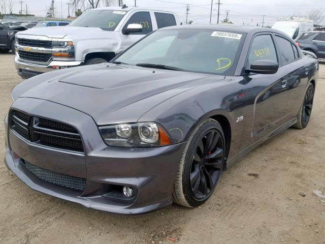 2C3CDXEJ2EH159119 - 2014 DODGE CHARGER SR GRAY photo 2