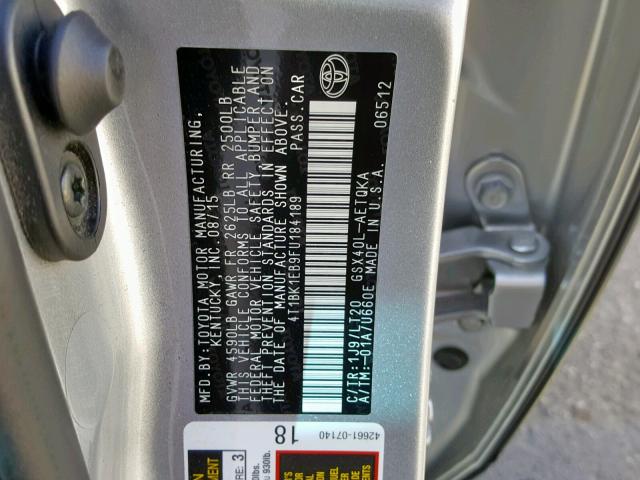 4T1BK1EB9FU184189 - 2015 TOYOTA AVALON XLE SILVER photo 10