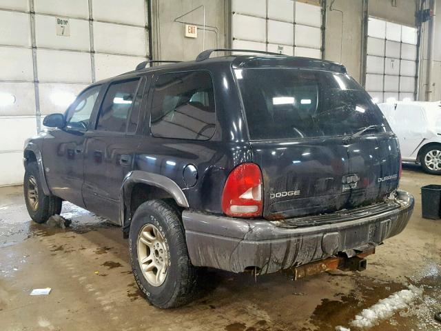 1B4HS38N42F207034 - 2002 DODGE DURANGO SP BLACK photo 3