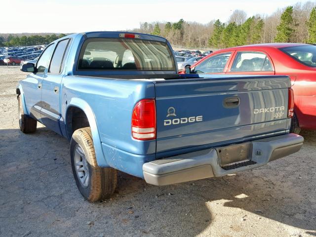 1D7HL38K34S685063 - 2004 DODGE DAKOTA QUA BLUE photo 3