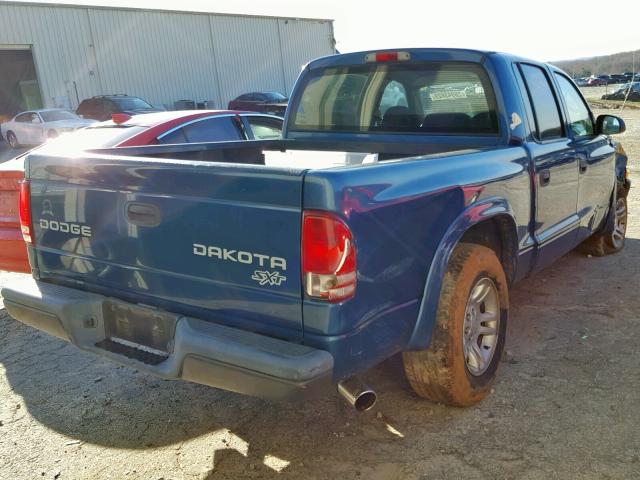 1D7HL38K34S685063 - 2004 DODGE DAKOTA QUA BLUE photo 4