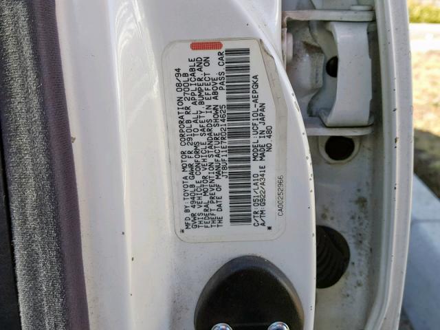 JT8UF11E7R0214625 - 1994 LEXUS LS 400 WHITE photo 10