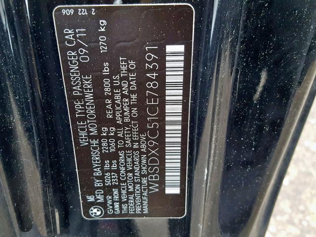 WBSDX9C51CE784391 - 2012 BMW M3 BLACK photo 10