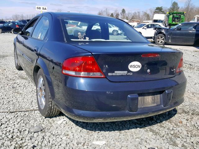 1C3EL46U41N522458 - 2001 CHRYSLER SEBRING LX BLUE photo 3