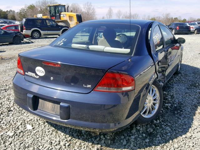 1C3EL46U41N522458 - 2001 CHRYSLER SEBRING LX BLUE photo 4