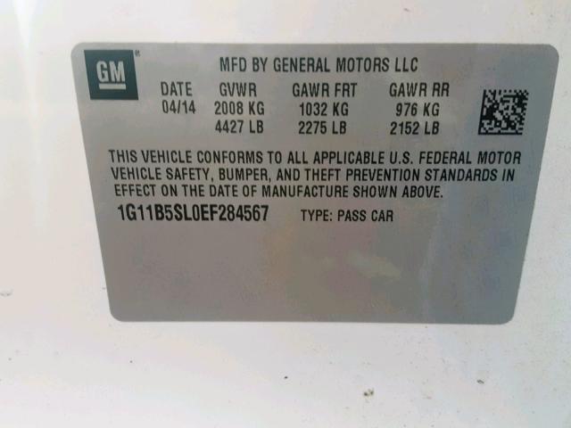 1G11B5SL0EF284567 - 2014 CHEVROLET MALIBU LS WHITE photo 10