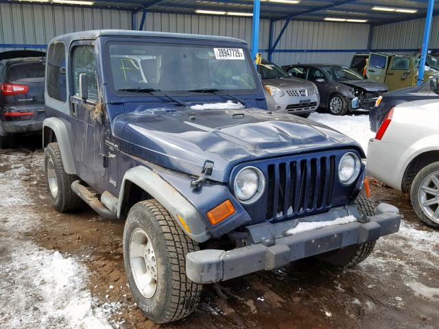 1J4FA49S0YP755519 - 2000 JEEP WRANGLER / BLUE photo 1