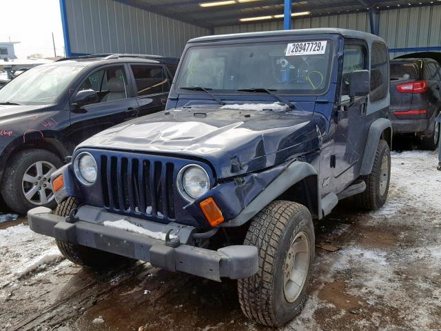 1J4FA49S0YP755519 - 2000 JEEP WRANGLER / BLUE photo 2