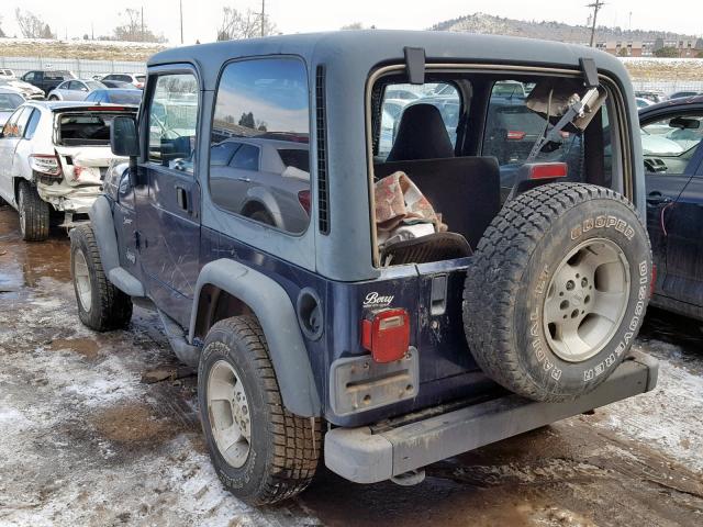 1J4FA49S0YP755519 - 2000 JEEP WRANGLER / BLUE photo 3