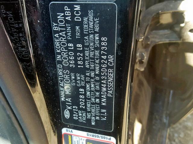 KNADM4A35D6247388 - 2013 KIA RIO LX BLACK photo 10