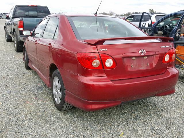 1NXBR32E25Z483141 - 2005 TOYOTA COROLLA S MAROON photo 3