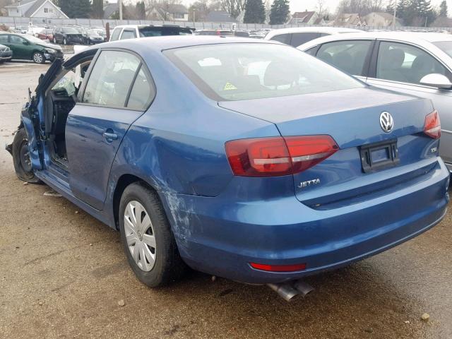 3VW267AJ3GM244298 - 2016 VOLKSWAGEN JETTA S BLUE photo 3